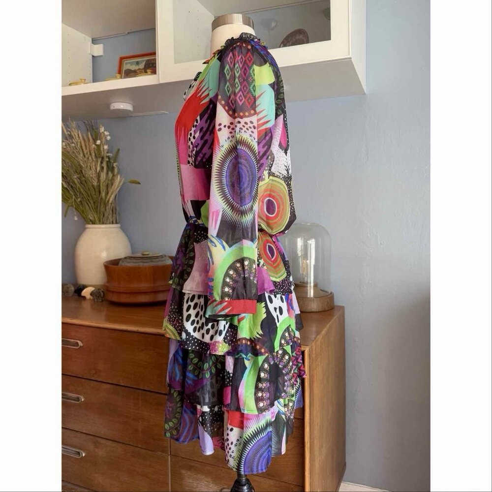 Desigual + M. Christian Lacroix Mesh Layered Dress Artsy Print - Picture 7 of 11